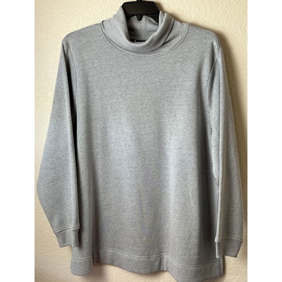 Karen Scott Sport Womens Gray Fleece Lined Turtleneck Sweater Top 3XL NWT - Picture 1 of 10